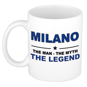 Bellatio Naam cadeau Milano - The man, The myth the legend koffie mok / beker 300 ml - naam/namen mokken - Cadeau voor o.a verjaardag/ vaderdag/ pensioen/ geslaagd/ bedankt