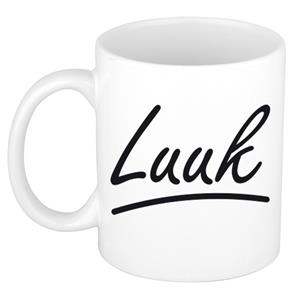 Bellatio Luuk naam cadeau mok / beker met sierlijke letters - Cadeau collega/ vaderdag/ verjaardag of persoonlijke voornaam mok werknemers