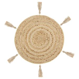 ATMOSPHERA Ronde placemat raffia met franjes naturel - 38 cm - Tafel onderleggers