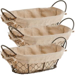 Zeller 3x Vintage brood serveer mandjes metaaldraad 26 x 17 cm -  - Keukenbenodigdheden - Tafel dekken - Ontbijten/Brunchen/Lunchen - Broodjes/bolletjes serveren - Broodmanden