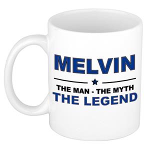 Bellatio Naam cadeau Melvin - The man, The myth the legend koffie mok / beker 300 ml - naam/namen mokken - Cadeau voor o.a verjaardag/ vaderdag/ pensioen/ geslaagd/ bedankt