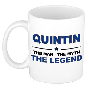 Bellatio Naam cadeau Quintin - The man, The myth the legend koffie mok / beker 300 ml - naam/namen mokken - Cadeau voor o.a verjaardag/ vaderdag/ pensioen/ geslaagd/ bedankt