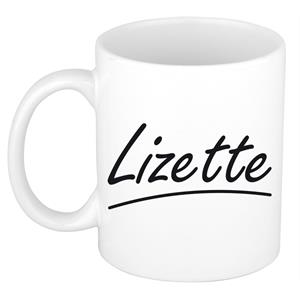 Bellatio Lizette naam cadeau mok / beker sierlijke letters - Cadeau collega/ moederdag/ verjaardag of persoonlijke voornaam mok werknemers
