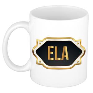 Bellatio Ela naam cadeau mok / beker met gouden embleem - kado verjaardag/ moeder/ pensioen/ geslaagd/ bedankt