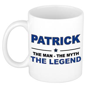 Bellatio Naam cadeau Patrick - The man, The myth the legend koffie mok / beker 300 ml - naam/namen mokken - Cadeau voor o.a verjaardag/ vaderdag/ pensioen/ geslaagd/ bedankt