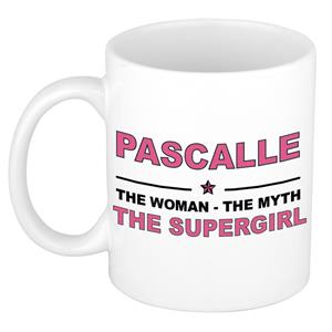 Bellatio Naam cadeau Pascalle - The woman, The myth the supergirl koffie mok / beker 300 ml - naam/namen mokken - Cadeau voor o.a verjaardag/ moederdag/ pensioen/ geslaagd/ bedankt