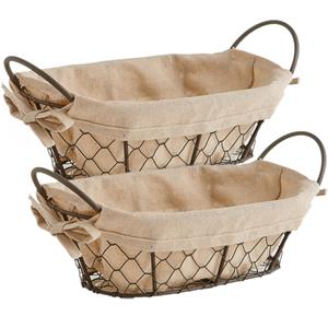 Zeller 2x Vintage brood serveer mandjes metaaldraad 26 x 17 cm -  - Keukenbenodigdheden - Tafel dekken - Ontbijten/Brunchen/Lunchen - Broodjes/bolletjes serveren - Broodmanden