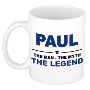 Bellatio Naam cadeau Paul - The man, The myth the legend koffie mok / beker 300 ml - naam/namen mokken - Cadeau voor o.a verjaardag/ vaderdag/ pensioen/ geslaagd/ bedankt