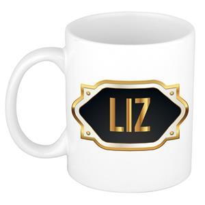 Bellatio Liz naam cadeau mok / beker met gouden embleem - kado verjaardag/ moeder/ pensioen/ geslaagd/ bedankt