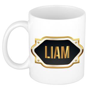 Bellatio Liam naam cadeau mok / beker met gouden embleem - kado verjaardag/ vaderdag/ pensioen/ geslaagd/ bedankt