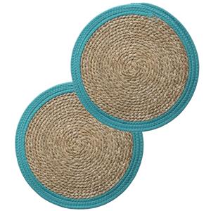 Secret De Gourmet Set van 6x stuks placemats zeegras blauw - 39 cm - Tafel onderleggers