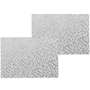 Wicotex 2x stuks stevige luxe Tafel placemats Stones zilver 30 x 43 cm - Met anti slip laag en Pu coating toplaag