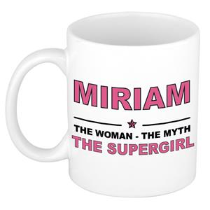 Bellatio Naam cadeau Miriam - The woman, The myth the supergirl koffie mok / beker 300 ml - naam/namen mokken - Cadeau voor o.a verjaardag/ moederdag/ pensioen/ geslaagd/ bedankt