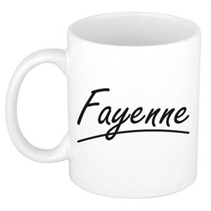 Bellatio Fayenne naam cadeau mok / beker sierlijke letters - Cadeau collega/ moederdag/ verjaardag of persoonlijke voornaam mok werknemers