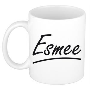 Bellatio Esmee naam cadeau mok / beker sierlijke letters - Cadeau collega/ moederdag/ verjaardag of persoonlijke voornaam mok werknemers