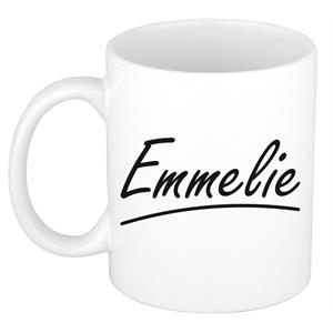 Bellatio Emmelie naam cadeau mok / beker sierlijke letters - Cadeau collega/ moederdag/ verjaardag of persoonlijke voornaam mok werknemers
