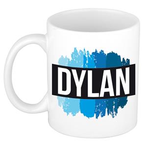 Bellatio Dylan naam cadeau mok / beker met verfstrepen - Cadeau collega/ vaderdag/ verjaardag of als persoonlijke mok werknemers