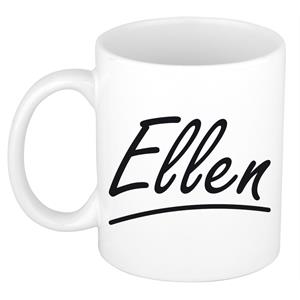Bellatio Ellen naam cadeau mok / beker sierlijke letters - Cadeau collega/ moederdag/ verjaardag of persoonlijke voornaam mok werknemers