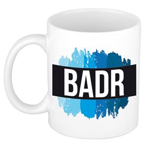 Bellatio Badr naam cadeau mok / beker met verfstrepen - Cadeau collega/ vaderdag/ verjaardag of als persoonlijke mok werknemers