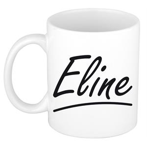 Bellatio Eline naam cadeau mok / beker sierlijke letters - Cadeau collega/ moederdag/ verjaardag of persoonlijke voornaam mok werknemers
