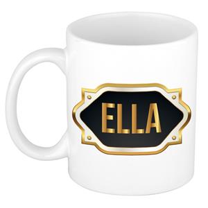Bellatio Ella naam cadeau mok / beker met gouden embleem - kado verjaardag/ moeder/ pensioen/ geslaagd/ bedankt