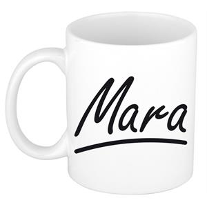 Bellatio Mara naam cadeau mok / beker sierlijke letters - Cadeau collega/ moederdag/ verjaardag of persoonlijke voornaam mok werknemers