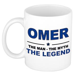 Bellatio Naam cadeau Omer - The man, The myth the legend koffie mok / beker 300 ml - naam/namen mokken - Cadeau voor o.a verjaardag/ vaderdag/ pensioen/ geslaagd/ bedankt