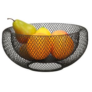 Trendoz Fruitschaal/fruitmand rond zwart metaal 27 cm -