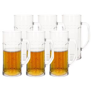 6x Stuks Onbreekbare Bierpul Ribbel Transparant Kunststof 56 Cl/560 Ml - Bierglazen