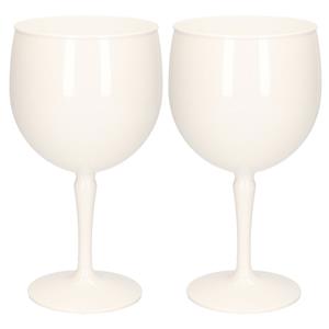 2x Stuks Onbreekbaar Gin Tonic Glas Wit Kunststof 40 Cl/400 Ml - Cocktailglazen
