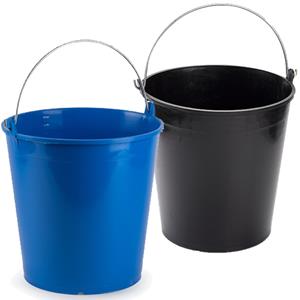 Forte Plastics Blauwe En Zwarte Schoonmaakemmers/huishoudemmers Set 15 Liter En 32 X 31 Cm - Emmers