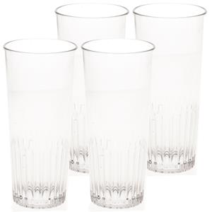 6x Stuks Onbreekbaar Bierglas Ribbel Transparant Kunststof 30 Cl/300 Ml - Bierglazen