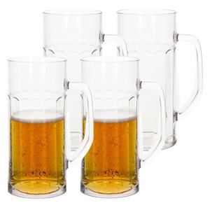 4x Stuks Onbreekbare Bierpul Ribbel Transparant Kunststof 56 Cl/560 Ml - Bierglazen