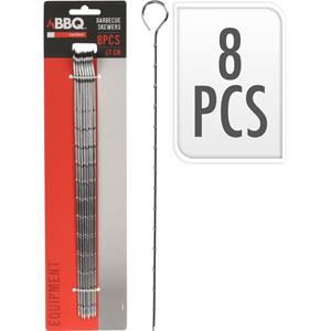 8x Stuks Barbecue Spiezen/vleespennen Van Metaal 27,5 Cm - Barbecue Benodigdheden piezen/pennen Voor Vlees