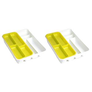 Forte Plastics 2x Stuks Witte Bestekbak Inzetbakken Met Geel Oplegbakje Kunststof L40 X B30 Cm - Bestekbakken