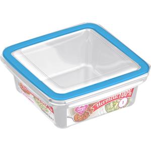 Hega Hogar 2x Voorraad/vershoudbakjes 1 Liter Transparant/blauw Plastic - Vershoudbakjes