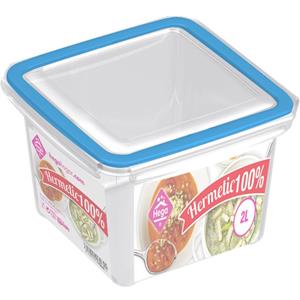 Hega Hogar 2x Voorraad/vershoudbakjes 2 Liter Transparant/blauw Plastic - Vershoudbakjes