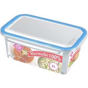 Hega Hogar 3x Voorraad/vershoudbakjes 2 Liter Transparant/blauw Plastic - Vershoudbakjes