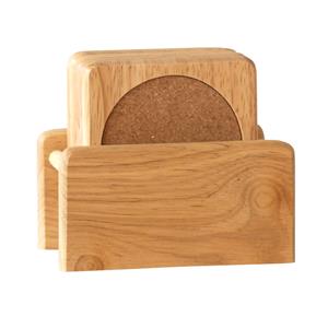 Cosy and Trendy Set Van 6x Glazenonderzetters Hout In Houder 10 Cm - Glazenonderzetters