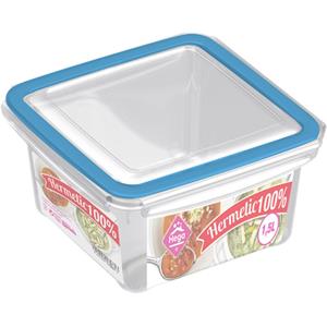 Hega Hogar 2x Voorraad/vershoudbakjes 1,5 Liter Transparant/blauw Plastic - Vershoudbakjes