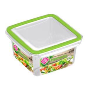 Hega Hogar 1x Voorraad/vershoudbakje 1,5 Liter Transparant/groen Plastic - Vershoudbakjes