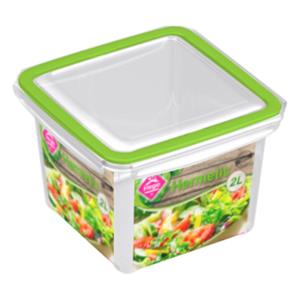 Hega Hogar 1x Voorraad/vershoudbakje 2 Liter Transparant/groen Plastic - Vershoudbakjes