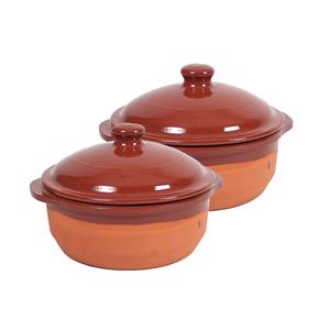 4x Terracotta Braadpannen/ovenschalen Klein Met Deksel 20 Cm - Braadpannen