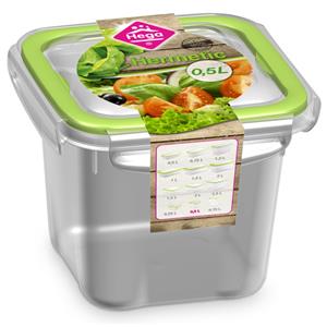 Hega Hogar 1x Voorraad/vershoudbakje 0,5 Liter Transparant/groen Plastic - Vershoudbakjes