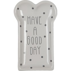 Clayre & Eef Servies Ontbijtbord 10*17*2 Cm Wit Keramiek Have A Good Day Eetbord Klein Bord Wit Eetbord Klein Bord