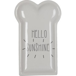 Clayre & Eef Servies Ontbijtbord 10*17*2 Cm Wit Keramiek Hello Sunshine Eetbord Klein Bord Wit Eetbord Klein Bord