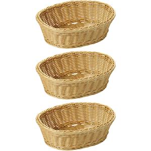 3x Gevlochten fruitmanden/broodmanden ovaal 23 x 29 x 9,5 cm -