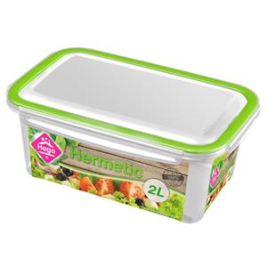 Hega Hogar 3x Voorraad/vershoudbakjes 2 Liter Transparant/groen Plastic - Vershoudbakjes