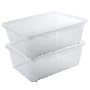 Hega Hogar 2x Voorraad/vershoudbakjes Hoog/diep 2 Liter Transparant 22 X 15 X 8 Cm - Vershoudbakjes