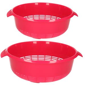 Forte Plastics kunststof keuken vergieten 2x combiset roze 27 x 10 cm en 23 x 9 cm -